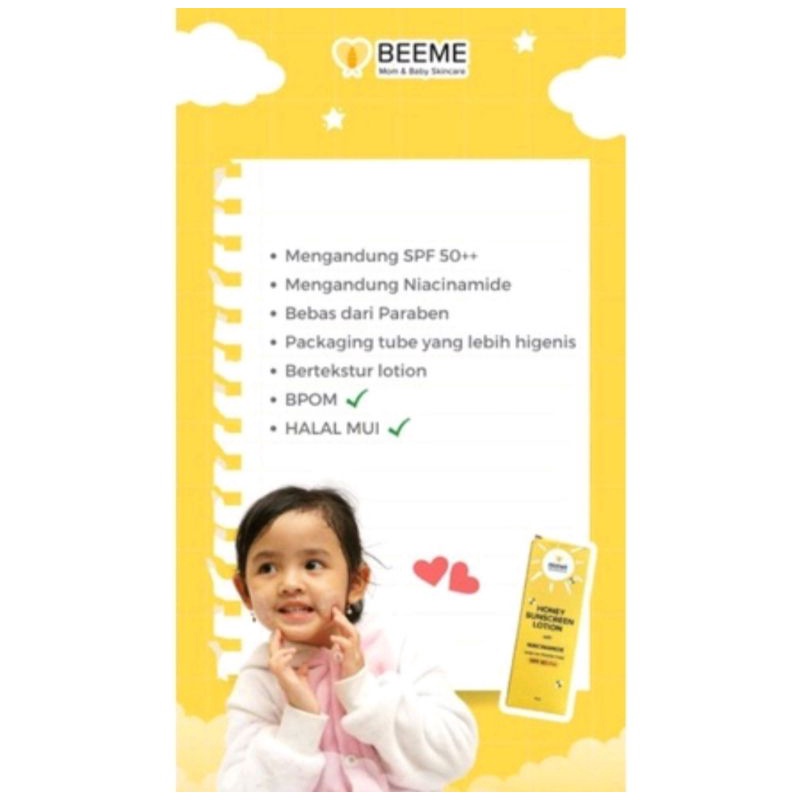 ❤FREE EMAS❤ BEEME HONEY SUNSCREEN LOTION WITH Niacinemaid Spf 50+++ [MITRA RESMI]