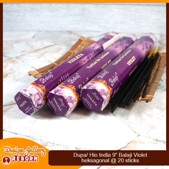 Dupa Hio Wangi Violet Balaji heksagonal 9&quot; @20 sticks