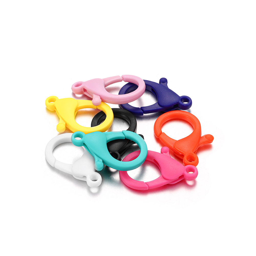 Ready Stock 50Pcs/lot 25mm  Colorful Plastic Key Chain Ring Metal Lobster Clasp Hooks Clips Connectors For DIY Jewelry Making Supplies Accessories