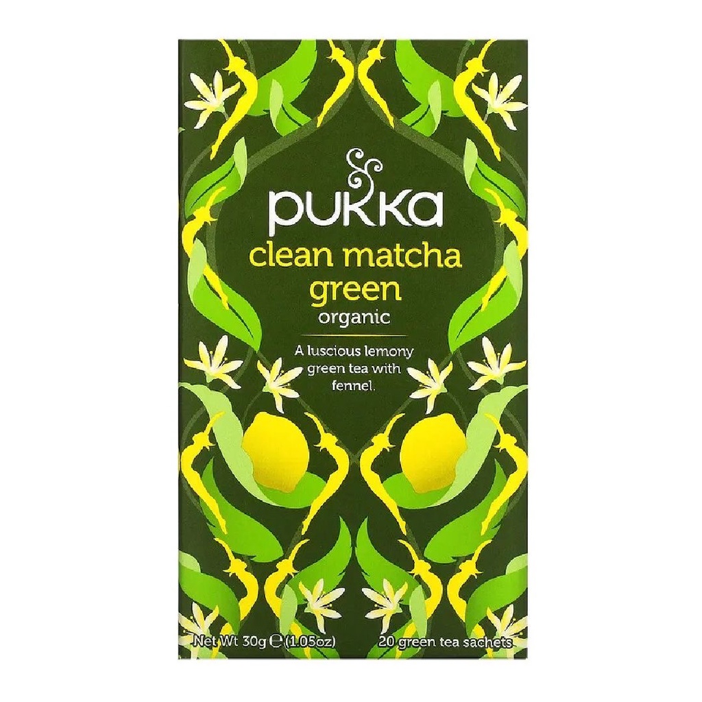 Pukka Tea Clean Matcha Green Organic A Luscious Green Tea 20s x 1.5gr