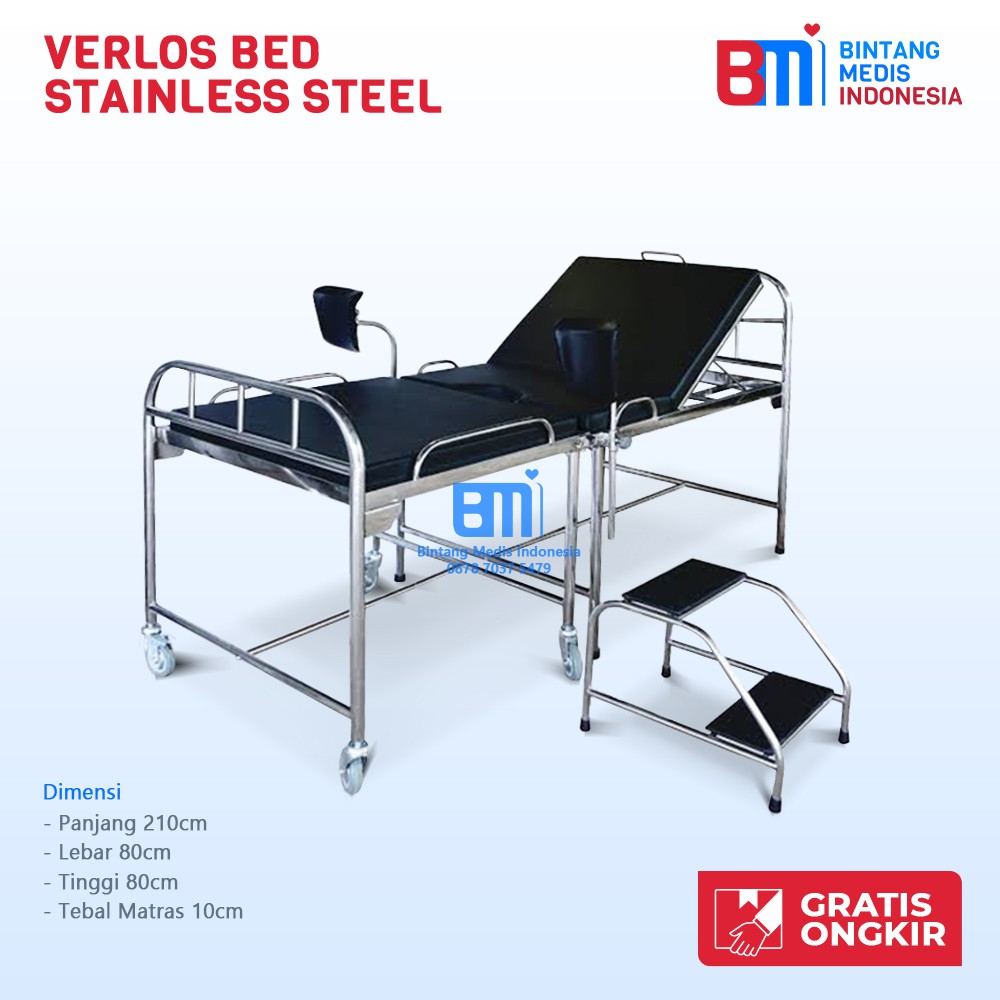 Verlos Bed Partus -  Ranjang Pasien Persalinan - Verlos Bed Stainless Steel