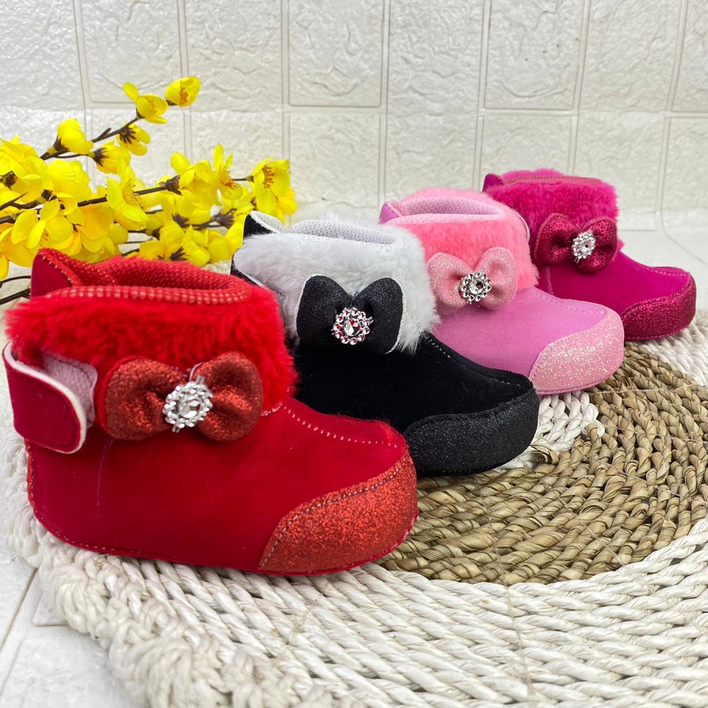 [TAMAN SEPATUKU] SEPATU TRENDY MURAH BOOT ANAK BAYI PEREMPUAN GLITTER 0-12 BULAN LPX04