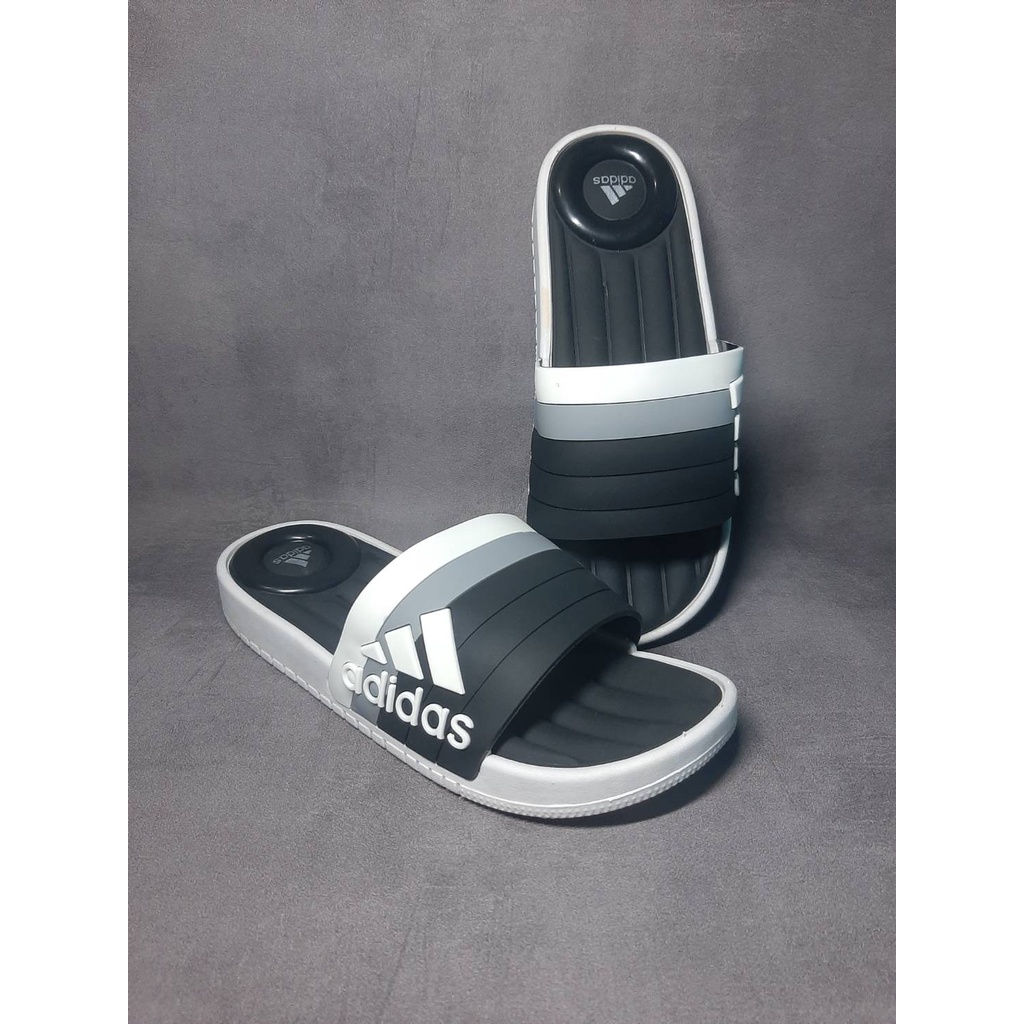 SANDAL ADIDAS HITAM PRIA FULL KARET LENTUR GRADE ORIGINAL 100% IMPORT TIDAK LICIN