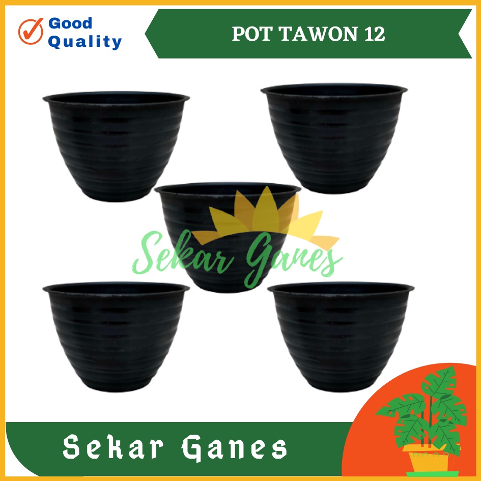 POT MDN 12 HITAM MOTIF TAWON - POT PLASTIK 12CM VAS POT BUNGA TAWON -  pot bunga AGLONEMA MURAH