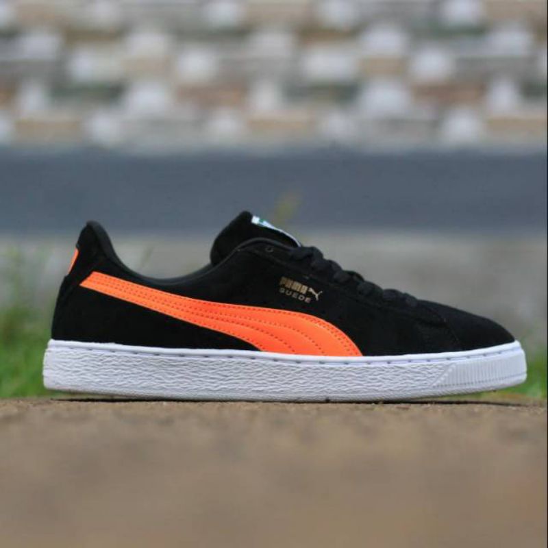 SEPATU PUMA SUEDE BLACK ORANGE ORIGINAL MADE IN INDONESIA