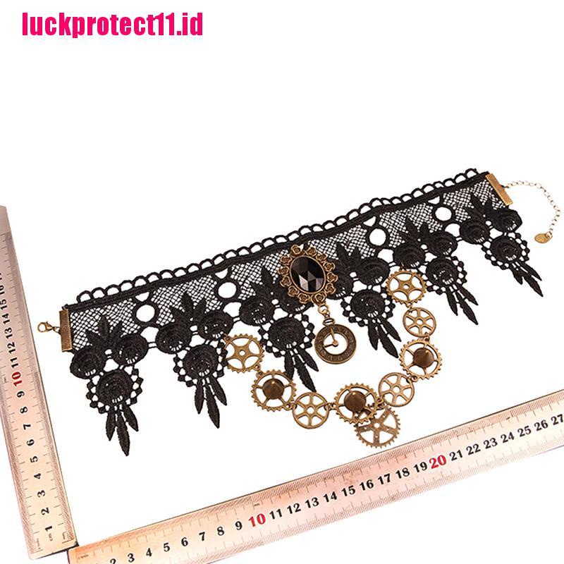 (LUCK) Kalung Choker Lace Gaya Gothic Vintage Steampunk Untuk Wanita