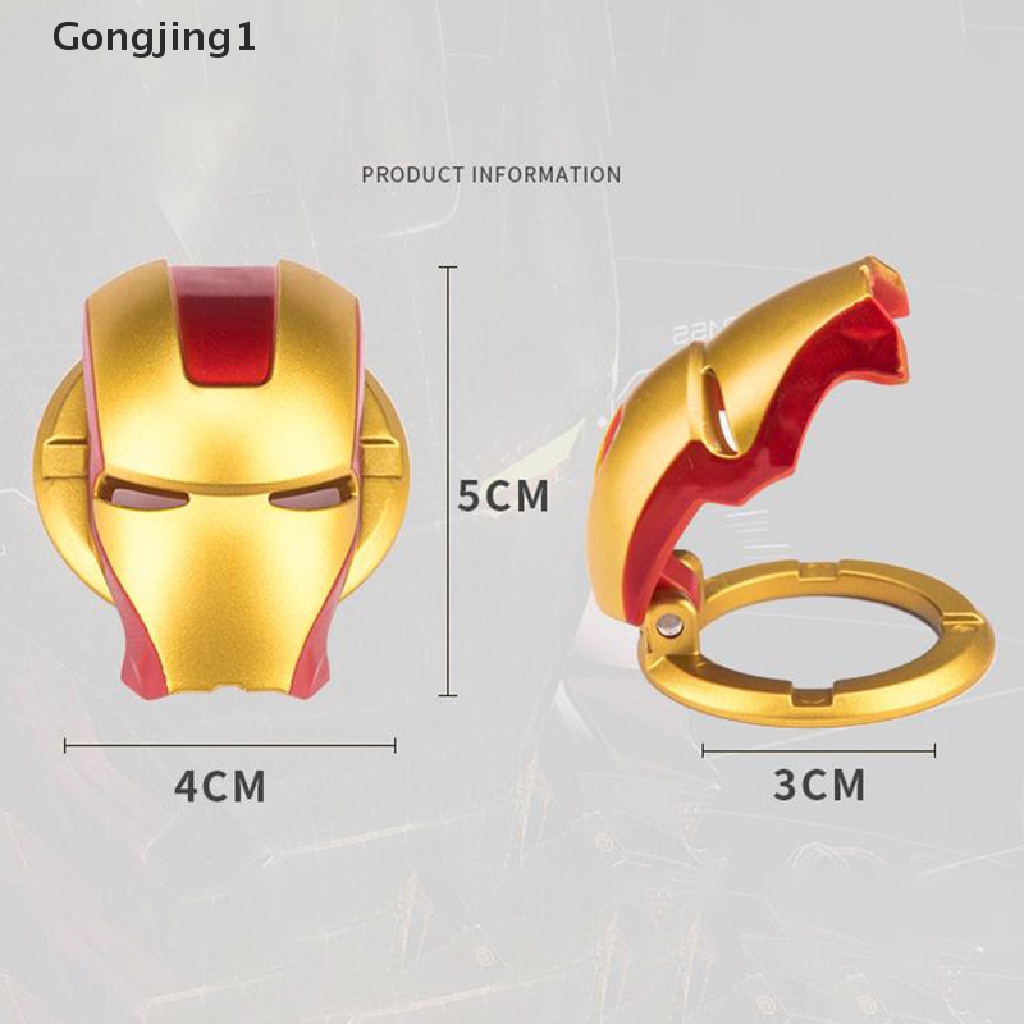 Gongjing 1pc Stiker Tombol Start Stop Iron Man Id Untuk Mesin Mobil