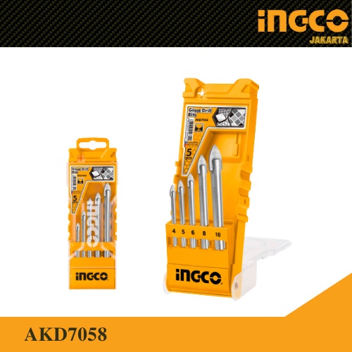 Mata Bor Kaca 5 Pcs Glass Drill Bits (4-10mm) INGCO AKD7058 Granit