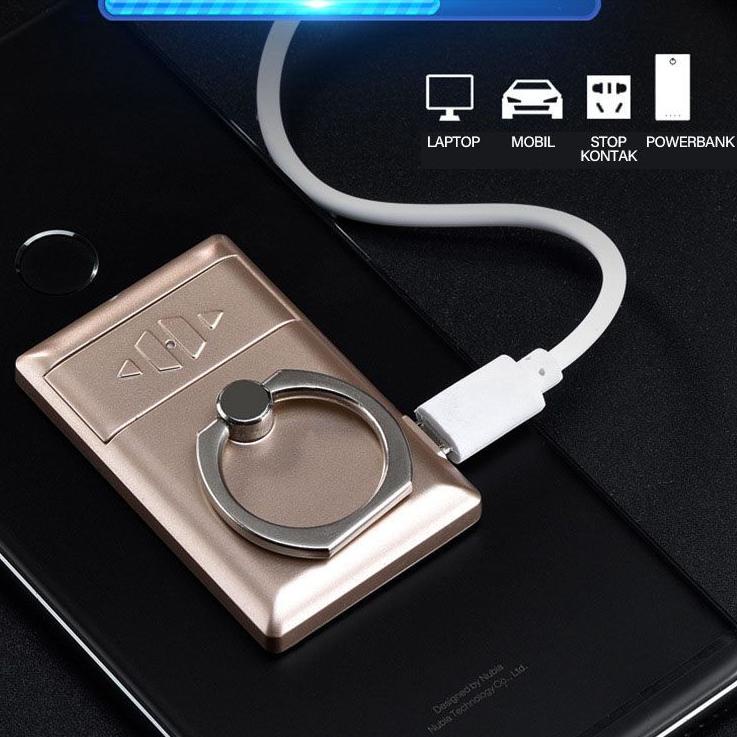 Lariz manis,,, Korek Api Elektrik Cas Model Ring Stand Hp Holder Handphone USB Charger