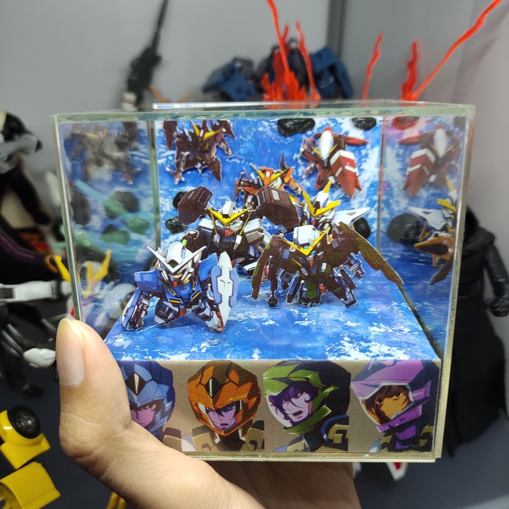 Mobile Suit Gundam 00 Cube Diorama | Exia Dynames Arios Virtue