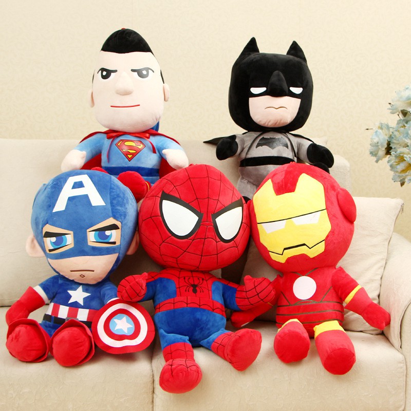 Mainan Boneka Plush Karakter Marvel Avengers Batman Spider Man Iron Man Ukuran 27CM Untuk Hadiah Anak