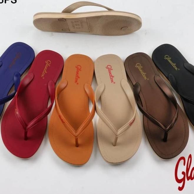 ♝ Glanzton Sandal jepit Karet Jelly Wanita Glanzton - Hitam, 40 ☇