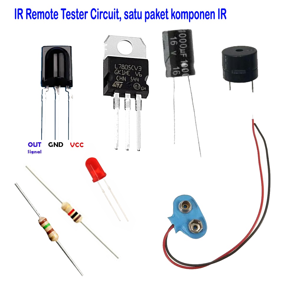 IR Remote Tester Circuit, satu paket komponen IR