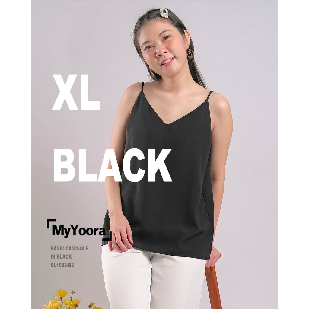 MyYoora Basic Camisole Tank Top Tanktop Cami Wanita BL1082-XL-BLACK-Adjustable