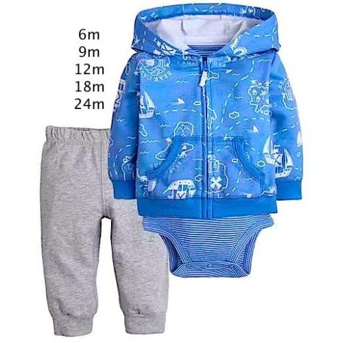 perlengkapan bayi impor reseller/dropship baju 3in1 jaket romper blue