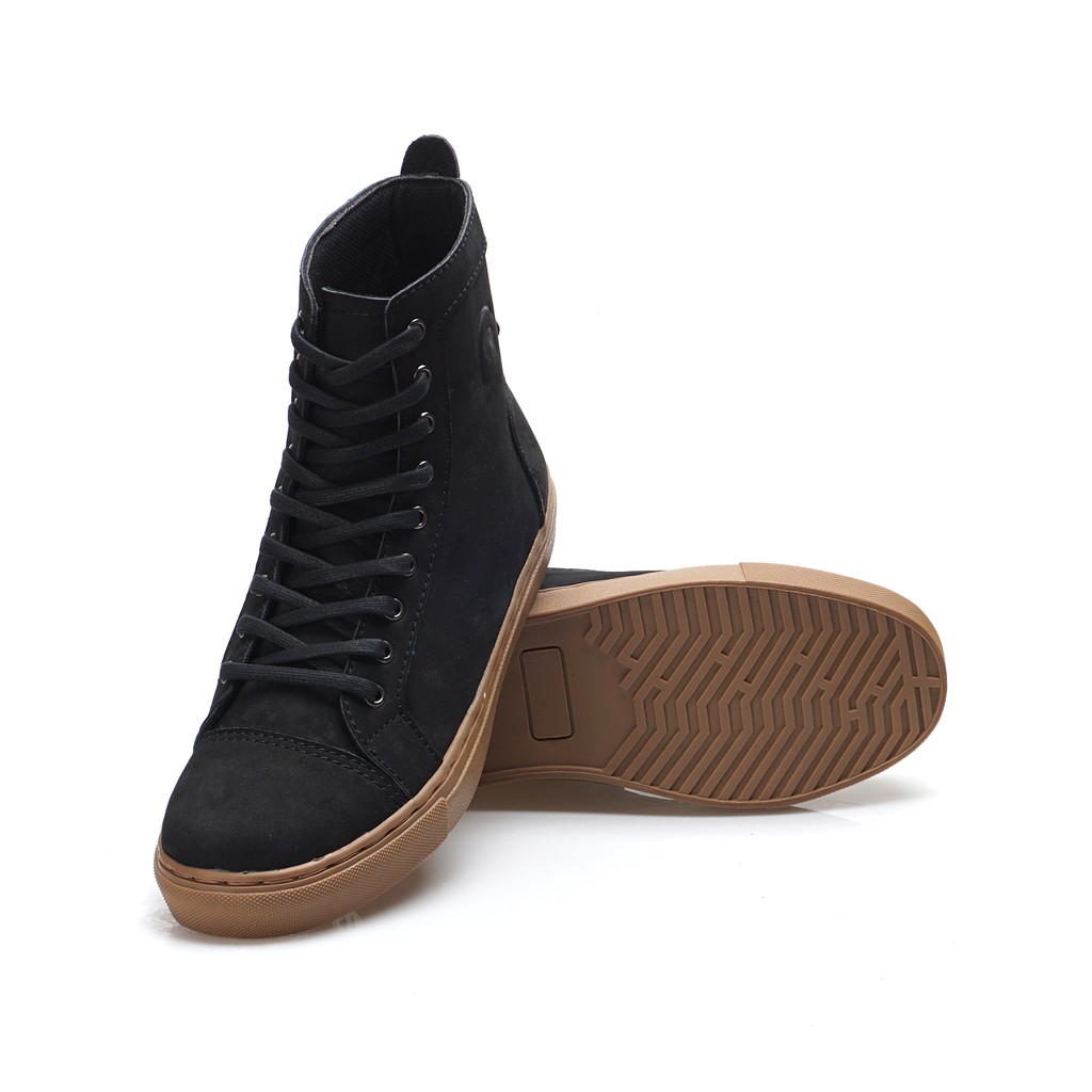 KHAFRA BLACK (Kulit Asli) - Sepatu Boots Pria Kasual Kulit Klasik Vintage Sporty Casual Cowok - Boot Kulit