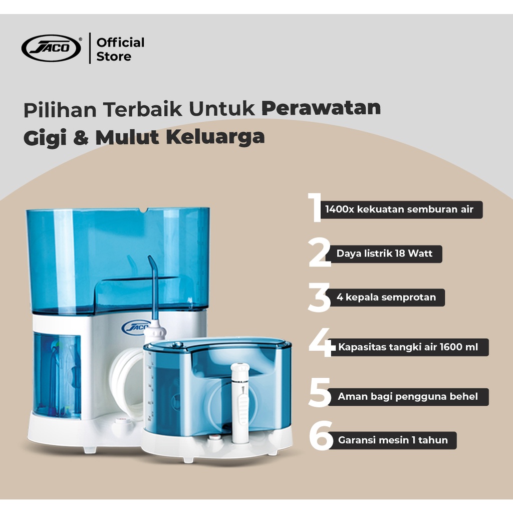 Jaco Dental Jet Alat Pembersih Karang Gigi Dental Flosser Water Flosser Ultra Water Flosser