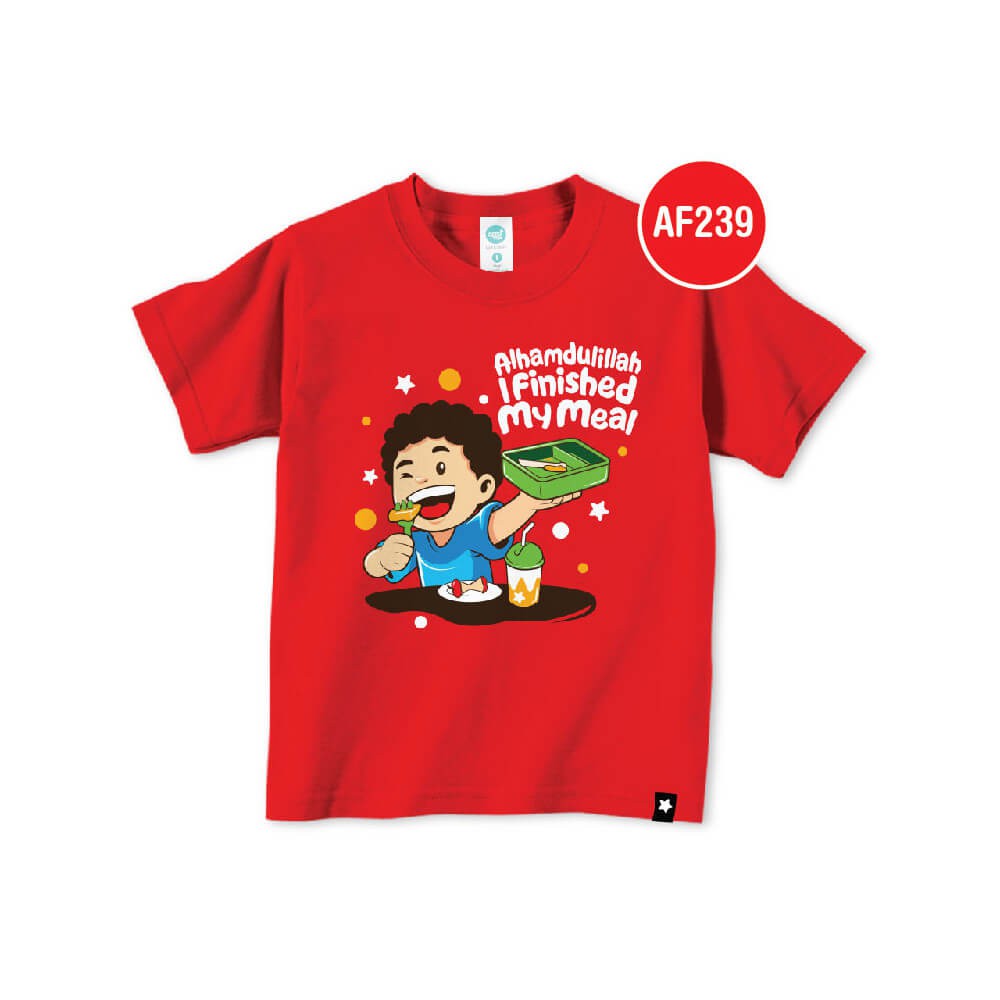 Kaos Afrakids AF239 &quot; Alhamdulillah I Finished My Meal &quot; Pendek