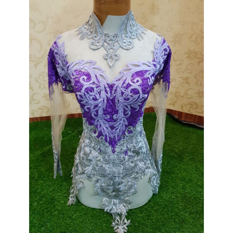 kebaya atasan ungu tua komb silver