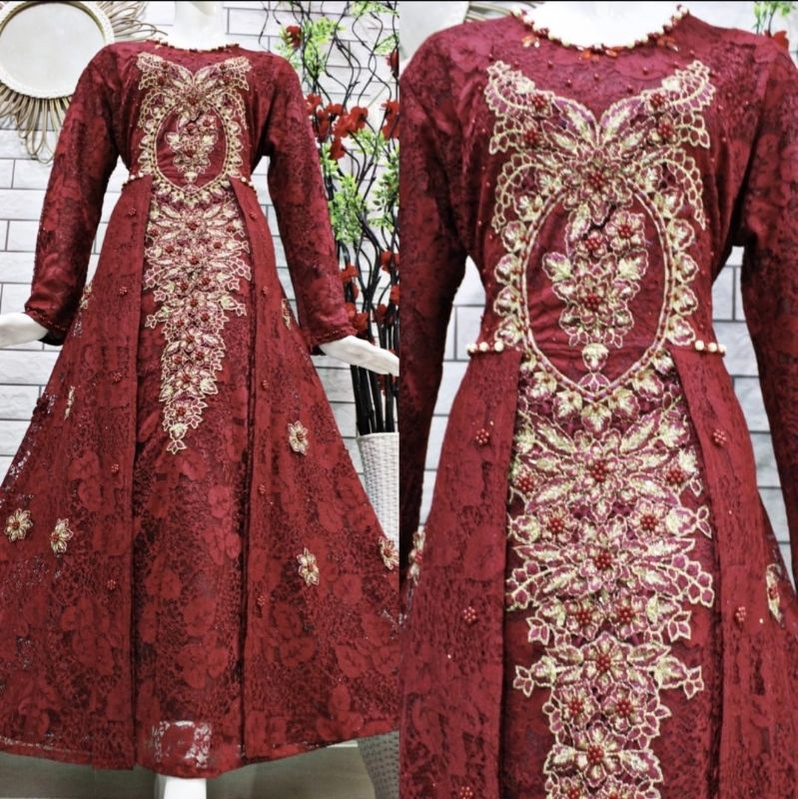 gamis brokat citra / gamis pesta / gamis mewah / gamis brokat bordir