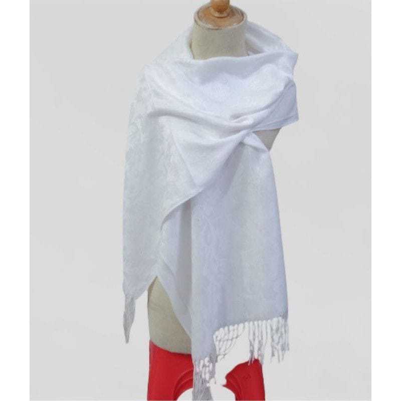 SYAL//PASHMINA PUTIH MOTIF EMBOS || SYAL POLOS || SCARF PUTIH || SELENDANG