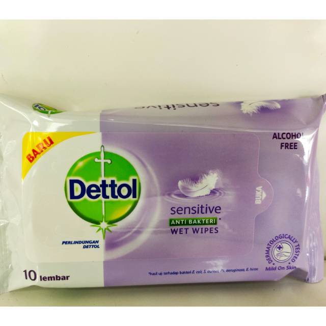 Dettol Sensitive Anti Bakteri Wet Wipes isi 10 lembar