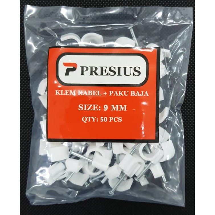 PRESIUS KLEM KABEL PAKU BAJA BETON NO 9 MM (HARGA GROSIR) ISI 50 PCS ASLI ORIGINAL 9MM