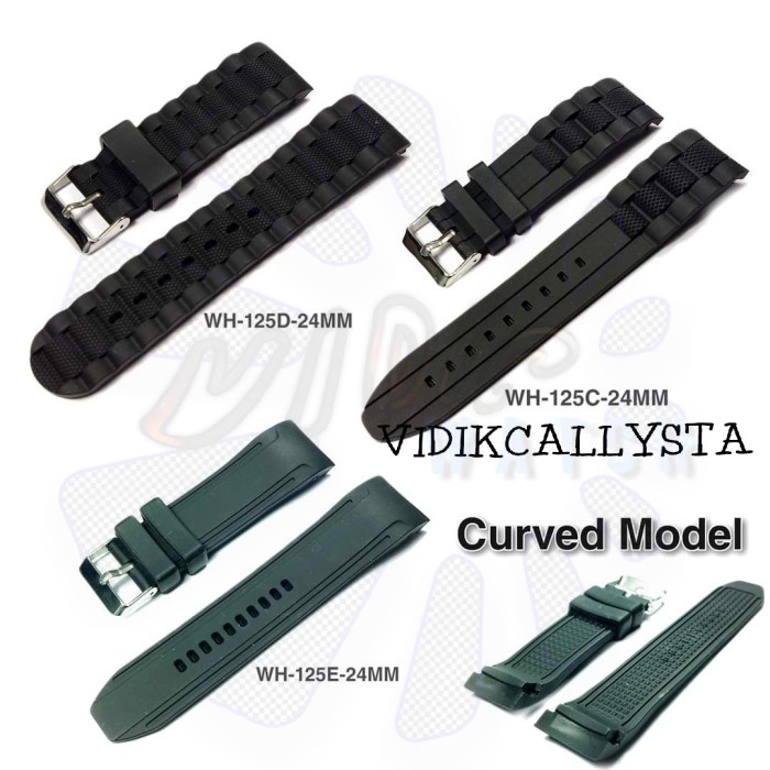 Tali Jam Tangan Karet Strap Rubber Curved 24mm 24 MM NEW MODEL