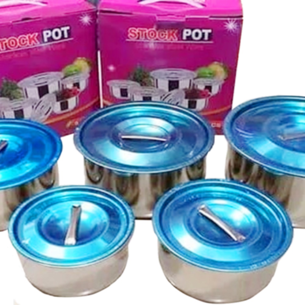 FM - Panci Set Stock Pot 5 pcs Stainless Steel Ware / anti lengket