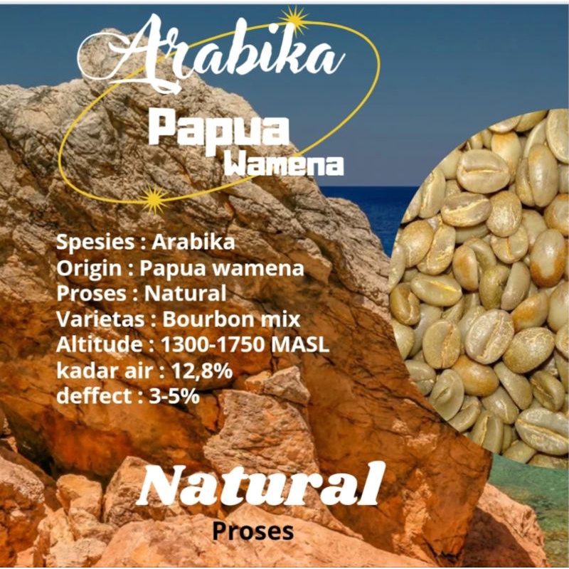 

green Bean / biji kopi Arabika Papua Wamena - Natural 1kg