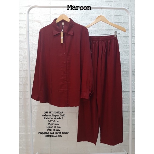 BEST SELLER ONE SET STANDAR POLOS-Maroon Ld 110