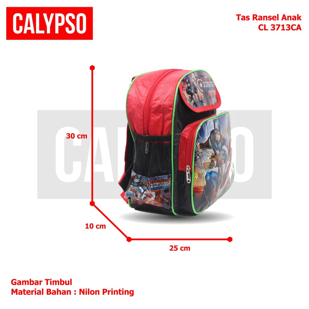 [KLIKTAS] Tas Ransel Anak Sekolah Laki TK Paud Kartun Calypso 3713 / Backpack Captain America