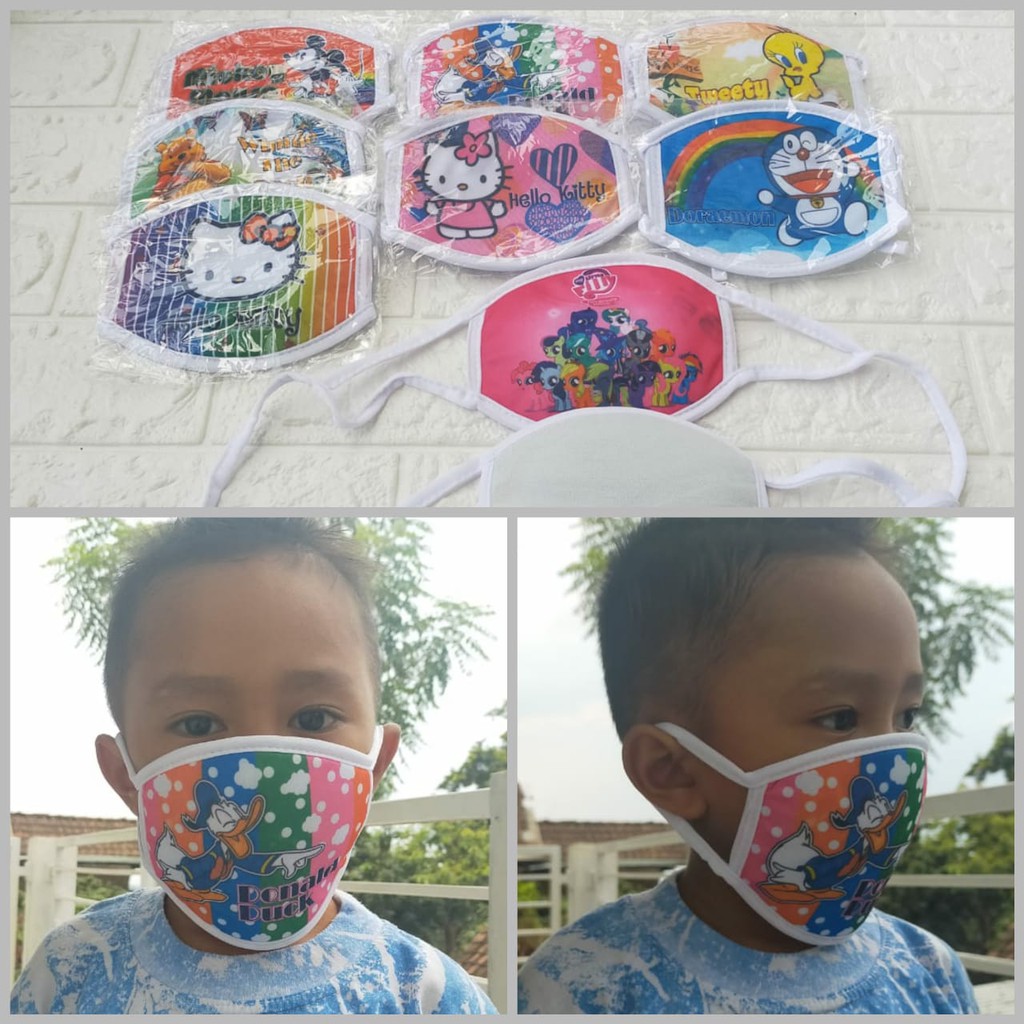 MASKER KARAKTER UKURAN  ANAK  BAHAN KAOS  SPON Shopee 