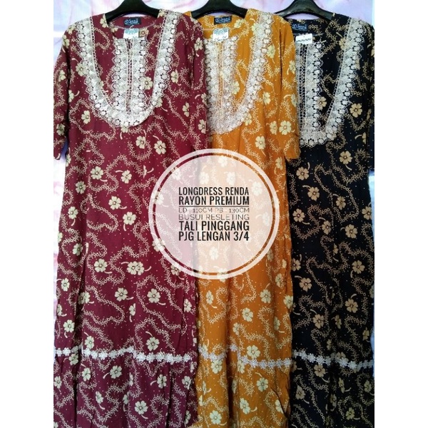 MODEL BARU Longdress Renda Motif / Sackdress Renda Pekalongan / Daster Renda / Daster Panjang