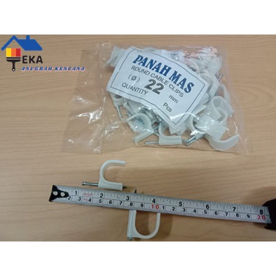 Klem Pipa Pvc + Paku / Clamp Conduit Listrik Omega Putih 1/2" Inch EAK