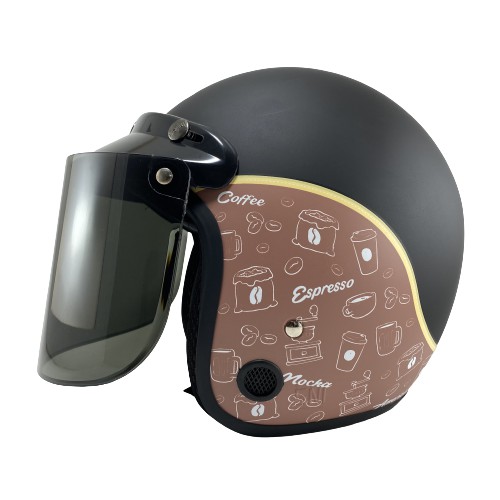 Helm Bogo Dewasa Pria Wanita Helem Retro Motor Sni Kekinian Cowok Cewk Motif Keren KOPI COFFEE