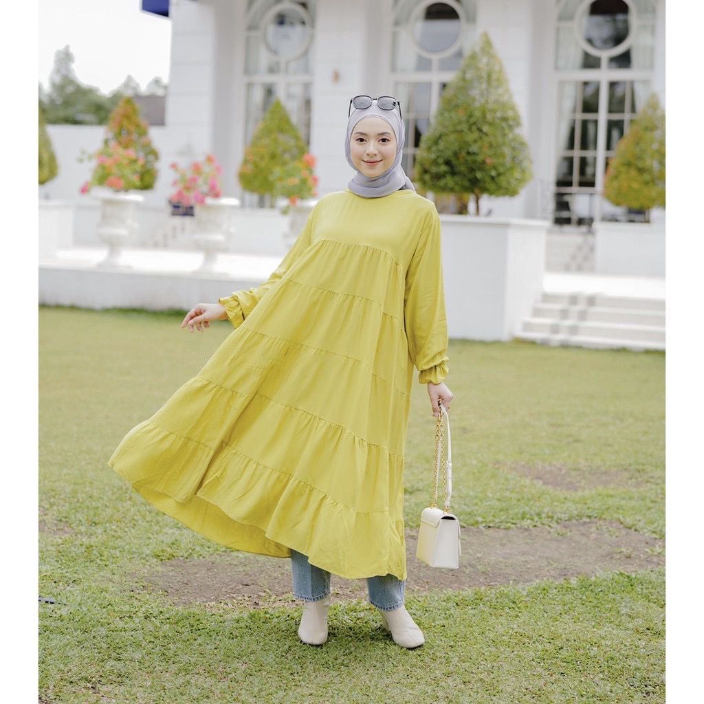 IL - CEMPAKA TUNIK FULL RUFFLE / MIDI DRESS WANITA MOSCRAPE PREMIUM