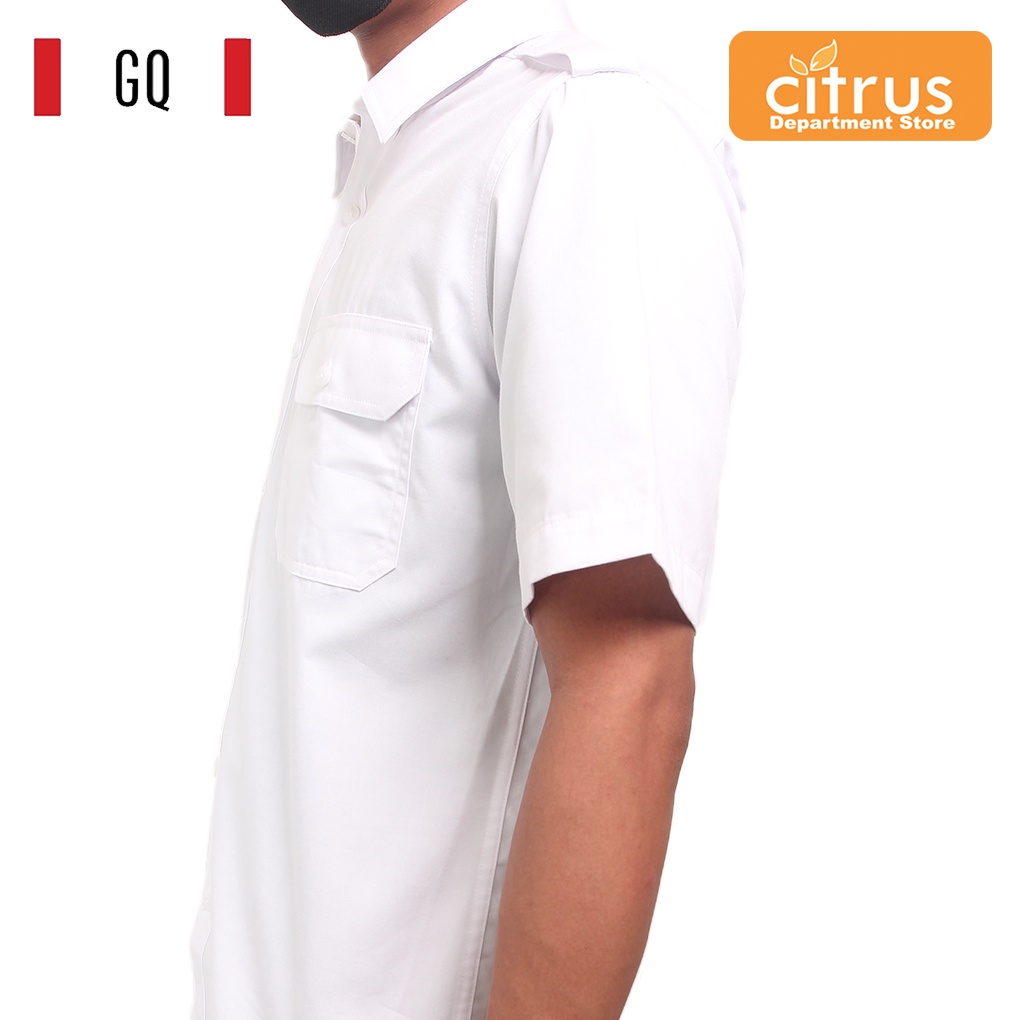 KEMEJA GQ ( GOOD QUALITY ) 16244148/01 REGULER FIT FORMAL LENGAN PENDEK WARNA PUTIH KANTONG DUA