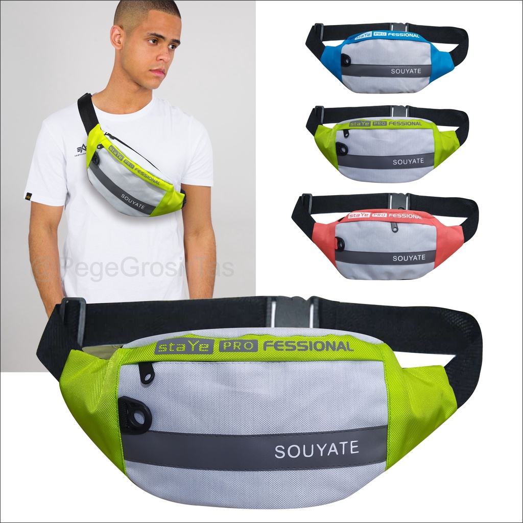 Pege 8834 - Tas Selempang Pria Waistbag Tas Pinggang Kombinasi Keren Model Kasual