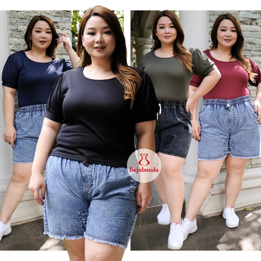 KAOS JUMBO BIG SIZE POLOS BAJU WANITA LENGAN PENDEK XXXL MEISO