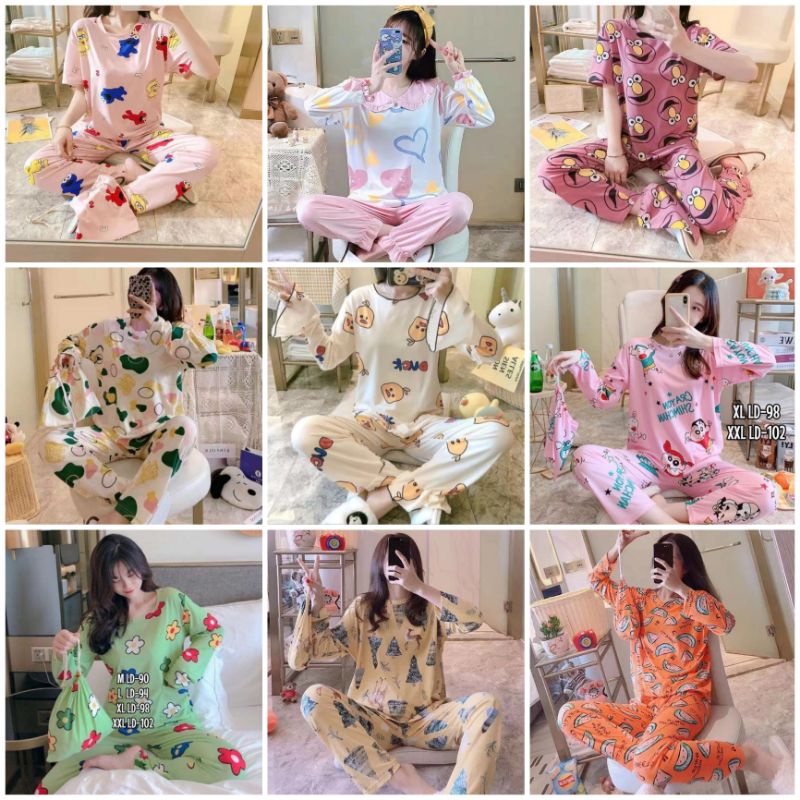 Baju tidur wanita fashion wanita set piyama wanita murah