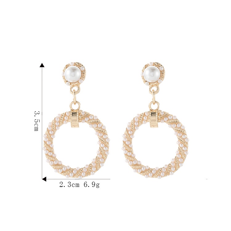 925 jarum perak Korea fashion pearl anting-anting anting-anting niche temperamen all-match lingkaran