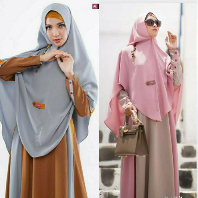 GAMIS PREMIUM AULIA FASHION VALERIE OLIVE OCEAN/COCOA BROWN