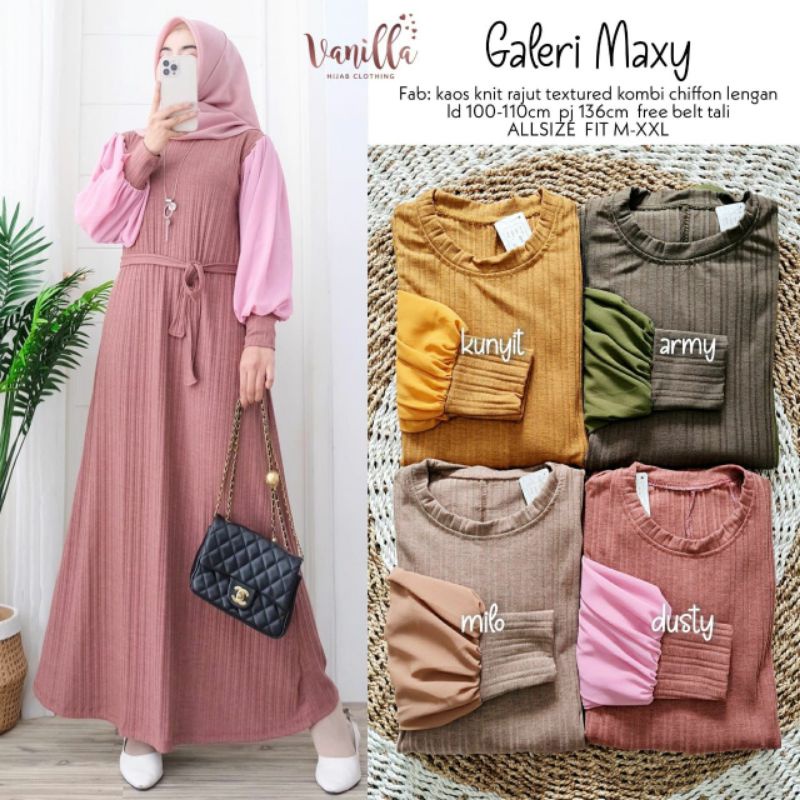 TKG - GALERI MAXY Gamis Wanita Muslimah Lengan Balon Ceruty by Mumu Fashion Solo