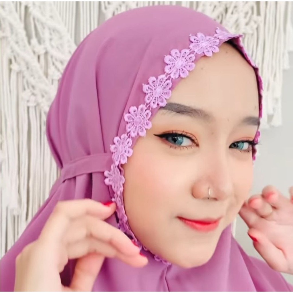 PROMO JILBAB INSTAN BUNGA MELATI ALIYA MARYAM RENDA BUNGA WAJAH ORI KARTIKA