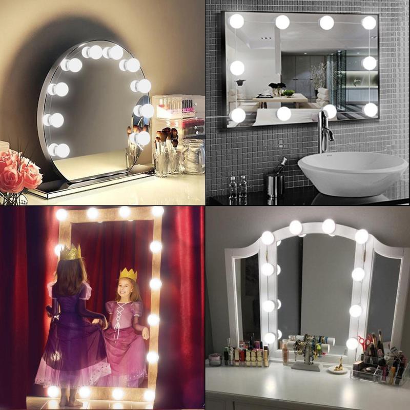 Led Vanity Light Kit Mirror Bulb Headlight Bulbs Kit 10 Bulb Lampu Led Meja Rias Makeup Shopee Indonesia