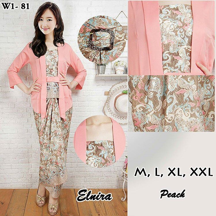 Kebaya Modern Setelan Elnira / Combi Peach Dan Warna Lainnya