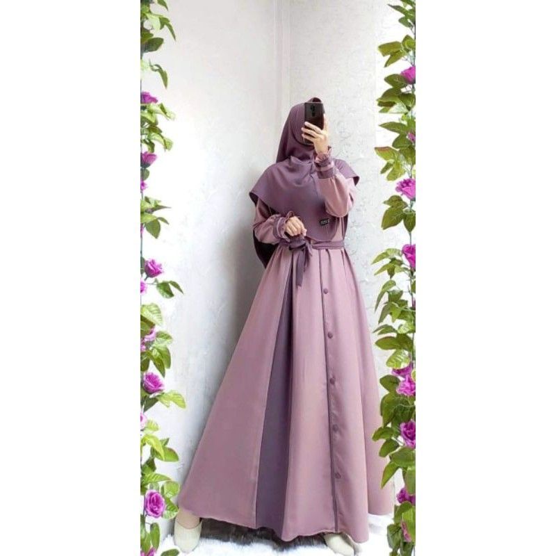 efina set syari, gamis set hijab, gamis gaul, gamis warna pink