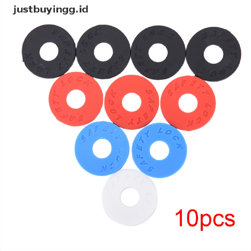 10 Pcs Kunci Strap Gitar Ukuran 25mm Od 9mm Warna Hitam Merah Biru