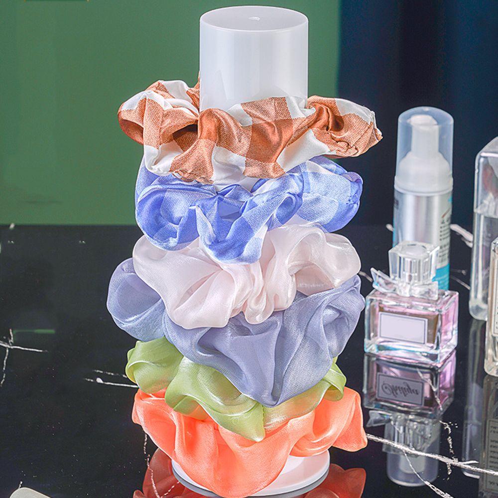 [Elegan] Cincin Rambut Display Stand Sederhana Vintage Wanita Aksesoris Rambut Organizer Silinder Vertikal Organizer Rak Penyimpanan Ikat Rambut Akrilik
